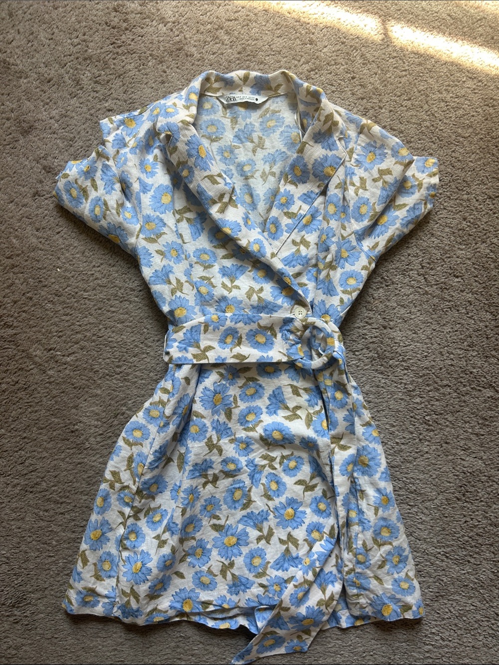 Zara Floral Romper With Belt Floral Print